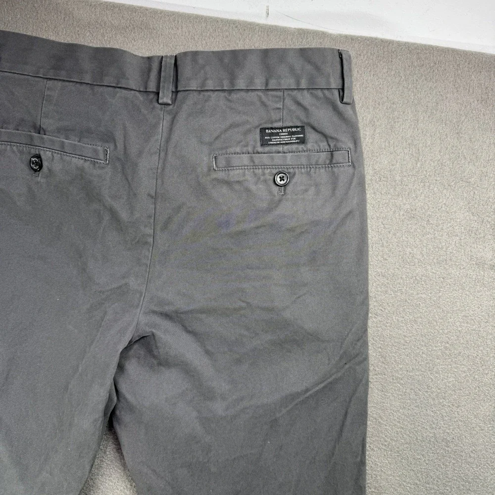Banana Republic Aiden Chino Men 32x32 Gray Slim Fit Cotton Casual Dress Pants